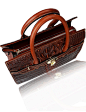 Pijushi Classic Embossed Crocodile Purse Genuine Leather Office Ladies Handbags Satchel Padlock Tote Bag 22130 (Large, Tail Green): Handbags: 亚马逊中国