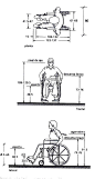 轮椅行进时的各种动线尺寸。人体工程学。