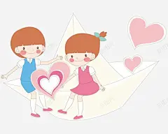 纸船上的姐妹 创意素材