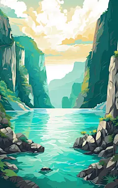 数字艺术海边风景壁纸素材图AI图