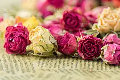 卡片，背景，请帖，情人节干玫瑰在旧纸上