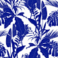 Elegant seamless pattern with line tropical plants.