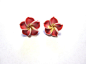 Red Floral Earrings Sweet Hibiscus Earrings Post耳钉