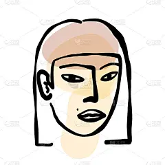 当代亚裔美国女性艺术肖像，线条艺术女性的脸和形状的背景。海报，旗帜矢量插图在时髦的波西米亚粉彩调色板
