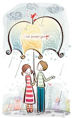 lo卡通小情侣日常雨中撑赏27