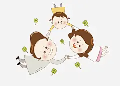 飞翔一家人高清素材 一家人 卡通 可爱 开心 手绘 树木 牵手 绿叶 表情 转圈 飞翔 免抠png 设计图片 免费下载