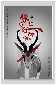 保护野生动物保护动物海报-众图网