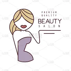 自然美容沙龙手画卡通轮廓标志设计模板与女性人物风格化下划线文本与手臂