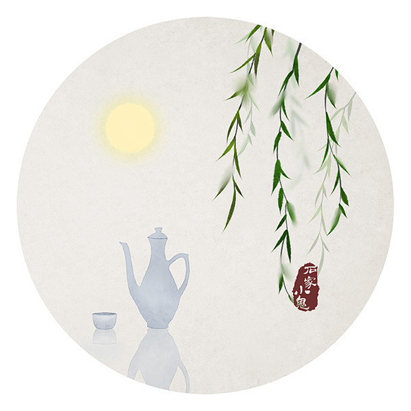 国画 禅意 二十四节气 中国风 月上柳梢头,人约黄昏后 酒