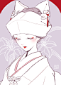 【愿能染上你的颜色】白无垢特辑 : “白无垢”是日本结婚典礼上新娘穿的一种传统和服。白无垢与婚纱同为日本女性最喜欢的结婚礼服。穿过纯白的白无垢之后再换上色彩斑斓的色打褂，象征着新娘获得了重生，以后要在新家里生活下去。今天就为大家送上描绘了充满和风之美的新娘礼服“白无垢”的插画特辑。快来看看吧。