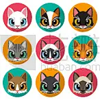 可爱的,猫,黑色,式样,华丽的,性格,图像,矢量,收集,设计