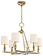 Bethesda, Six Light Chandelier, Aged Brass Finish, Cream Shade transitional-chandeliers