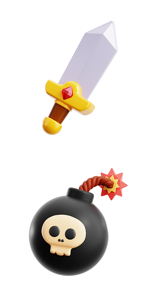 3D立体游戏类图标宝剑炸弹Blender...