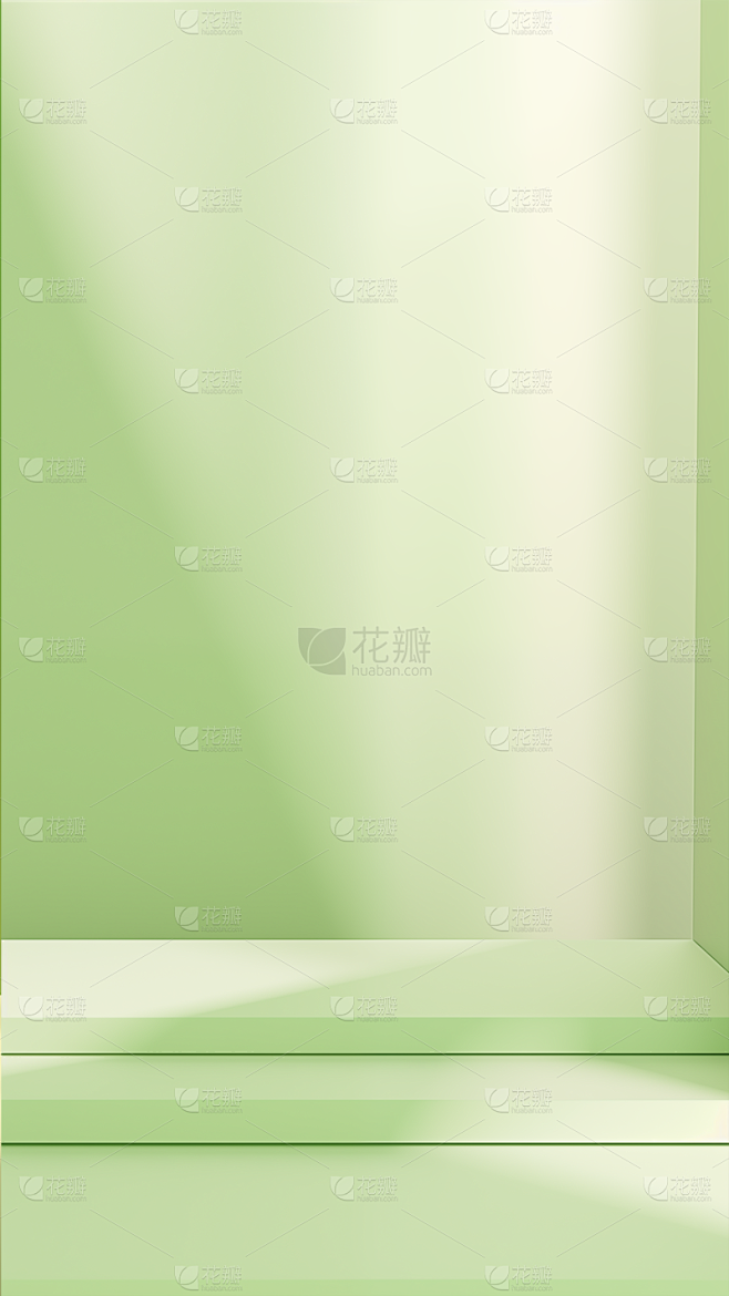 背景通用绿色简约光影感展台背景场景图片素...