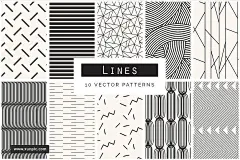 线条图案无缝背景Geometric Pattern Collection - 2 设计模板 