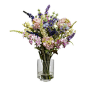 Lavender and Hydrangea Silk Flower Arrangement - Picking the best samples from a cornucopia of choices, this Lavender and Hydrangea Arrangement is a delight of pastel and cream colors. Reaching 16 inches high and then spreading outward, this bountiful col