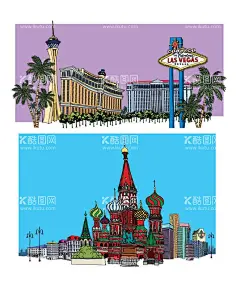 矢量建筑风景画插画  - 源文件下载【酷图网】建筑风景画,欧美建筑,罗马建筑,建筑插画,风景画,复古建筑,旅游建筑,名胜古迹