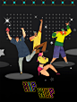 舞厅跳舞 跳舞娱乐 手绘人物 狂欢插图插画设计PSD ti237a11703