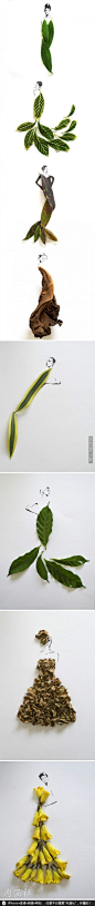 叶子也时尚  马来西亚设计师Tang Chiew Ling，把从花园里捡来的叶子，拼成礼服，用另一角度，再现自然界的美。
