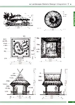 景观细部集成2景墙铺地铺砖亭子景观塔景观手绘效果节点平面剖面-淘宝网