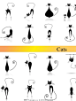 时尚黑猫,卡通猫,萌宠,毛线球,招财猫,小老虎,白猫