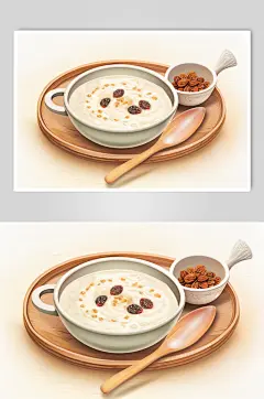 AI数字艺术传统节日腊八粥手绘美食插画