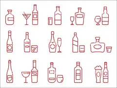 酒瓶酒杯矢量图  - 源文件下载【酷图网】酒瓶酒杯,矢量图,酒瓶,酒杯,矢量素材,啤酒瓶,啤酒杯,红酒杯,红酒瓶