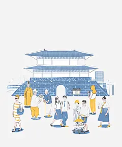 一群人在蓝色建筑物前玩耍高清素材 交谈 人群 女士 学生 建筑物 旅游 男士 老人 蓝色 免抠png 设计图片 免费下载