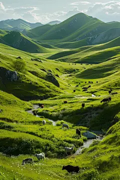 春天牧场自然草地高清图片