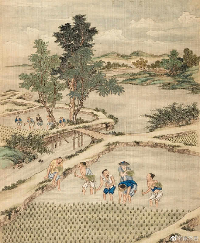 书法绘画 | 清耕织图册 耕织图题材始于南宋，描写性别分工的古代农业社会，男耕女织各司其职。#遇见艺术##书画# -花瓣网