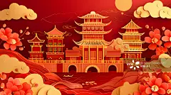 【AI数字艺术】立体古代建筑图片素材