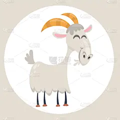 山羊,快乐,卡通,可爱的,农业,食品,哺乳纲,牛,动物,站