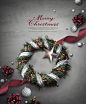 珍珠点缀 松枝花环 精美礼盒 圣诞节海报设计PSD ti436a4607