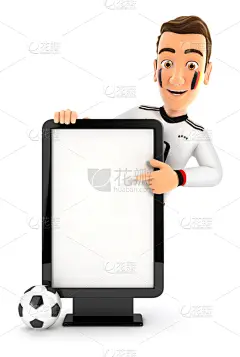 爱好者,三维图形,布告栏,空白的,足球服,德国,垂直画幅,球,计算机制图,计算机图形学