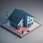 lowpoly Low Poly japan 3D Isometric tiltshift design