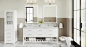 Arcadia Bath Vanity, White, 72", Brushed Nickel Hardware, Double, Freestanding