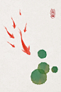 池塘锦鲤 石家小鬼原创中国风二十四节气插画插画，商用请联系邮箱shijiaxiaogui@qq.com，未经允许严禁商用。