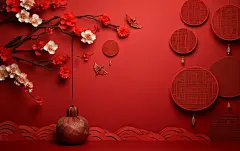新年中国风背景灯笼背景素材