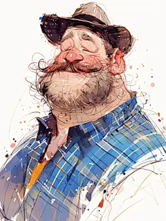 Ai钢笔+淡彩｜有趣老爷爷表情系列人物插画 - 小红书