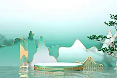 摄图网_402132492_水墨国风展台背景（非企业商用）