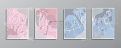 一套创意极简主义手绘复古中性色插图