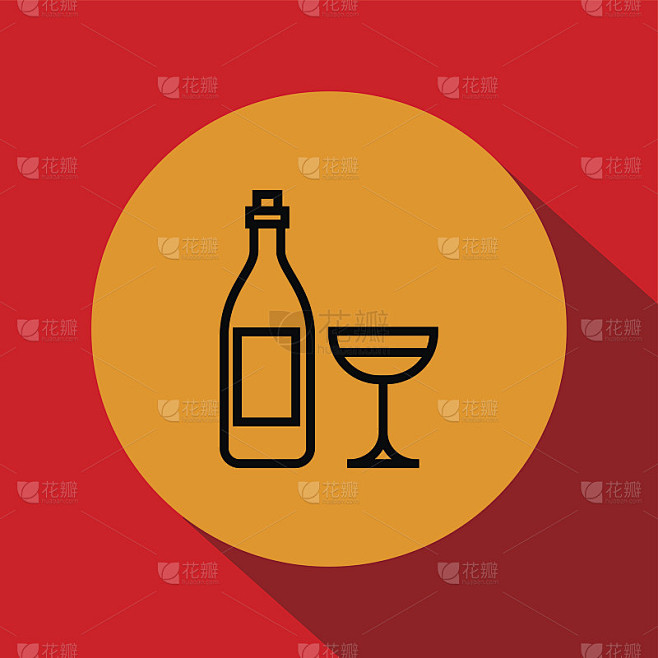 矢量葡萄酒图标与线性风格