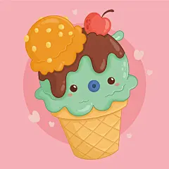 卡通可爱冰淇淋甜筒沙冰烘焙蛋糕点奶油甜品小吃插画ai设计素材-淘宝网