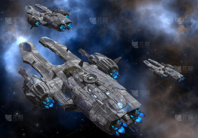 未来宇宙飞船在深空3d插图