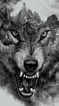 Wolf Collage for t-shirt printing by Eddie Yau, via Behance: 