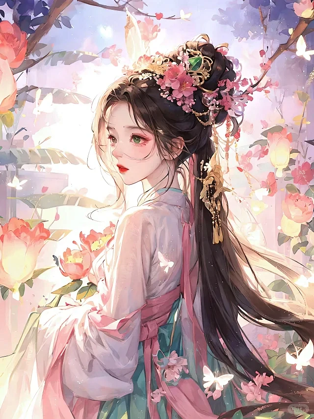 可商用底图｜粉花少女