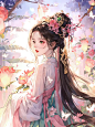 可商用底图｜粉花少女