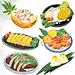 菠萝饭芒果糯米饭海南特色美食元素插画