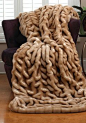 Mink faux fur throw - Champagne.  Ruched tucks & pleats.  Machine washable and line dry.