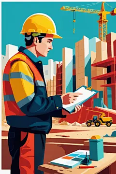 基础建设劳动人物施工生产安全插画
